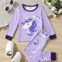 Girls Unicorn Pajama Set Long Sleeve Top & Pants Kids Spring