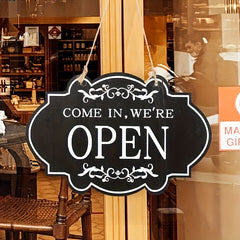 Double Sided Wooden Door Plate - OPEN CLOSED Sign
