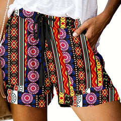Paisley Print Drawstring Shorts for Women