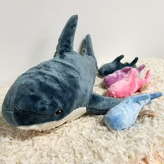 Soft Squishy Shark Plush Toy Set - Giant Shark with 4 Small Sharks