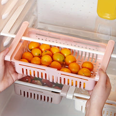 2pcs Fridge Drawer Organizer Retractable Drawer Refrigerator Storage Box