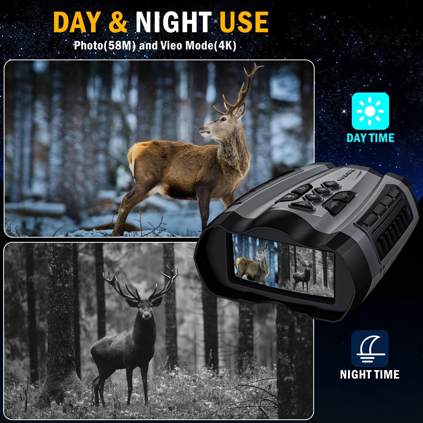 Night Vision 4K Infrared Digital Binoculars 4000mAH Rechargeable