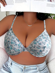 Sexy Bikini Top Women's Plus Ditsy Floral Print Tie Back Beachwear Bra