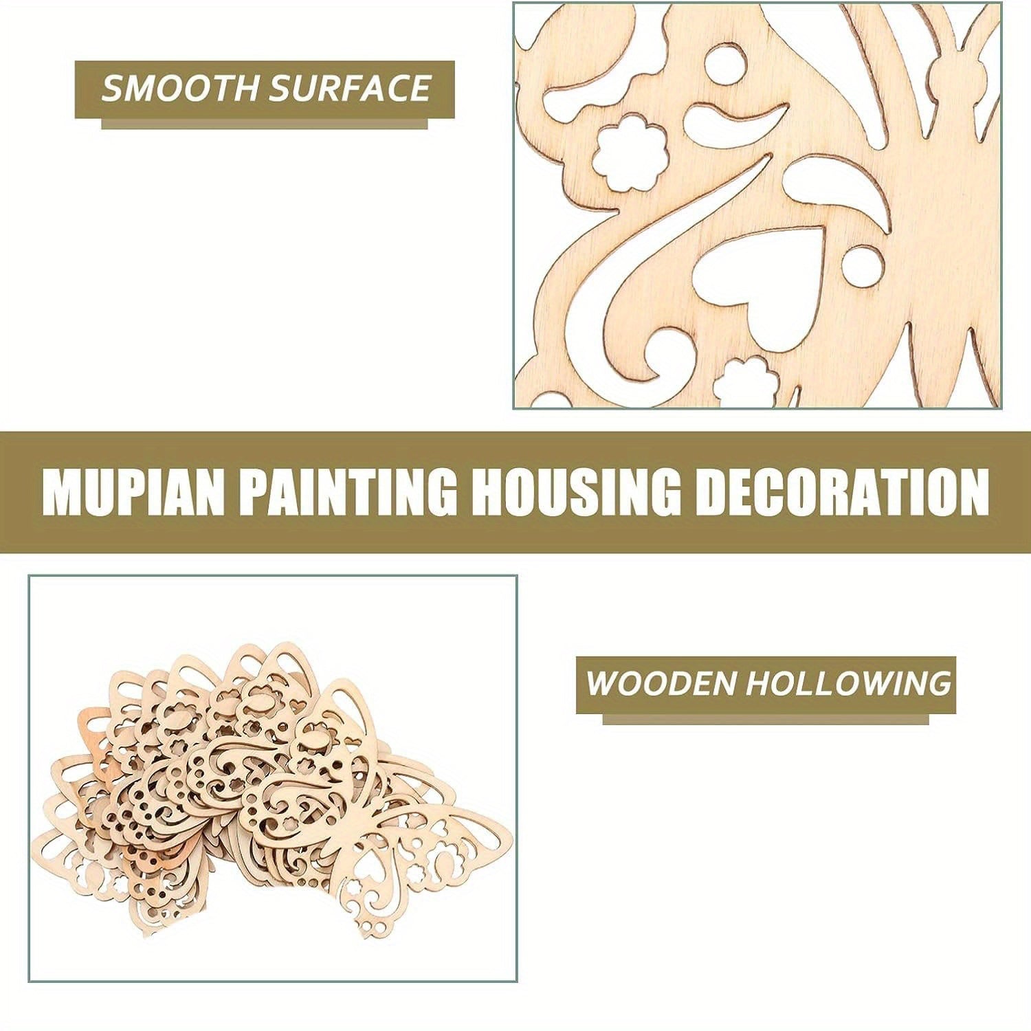 20pcs Wooden Butterfly Cutouts for Crafts Home Decor Wedding Party