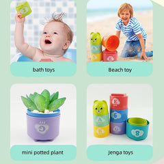 9pcs Fun Digital Stack Cup Science And Education Bath Toy