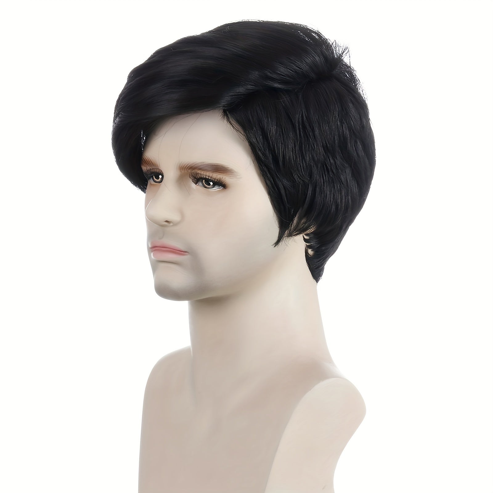 Men's Synthetic Short Wig Heat Resistant Silk Wig + Hair Net