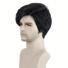 Men's Synthetic Short Wig Heat Resistant Silk Wig + Hair Net