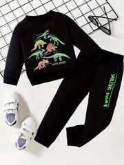 Dino Reflective Skeleton Sweatshirt & Sweatpants Set