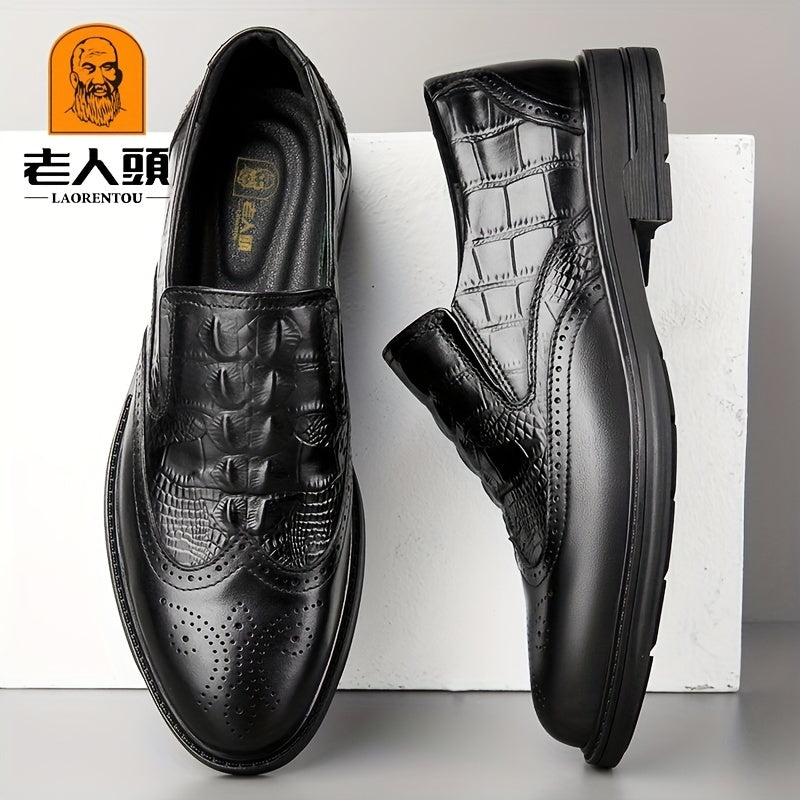 LAORENTOU Men's Brogue Carved Derby Shoes Pointed Toe Wingtip Oxfords
