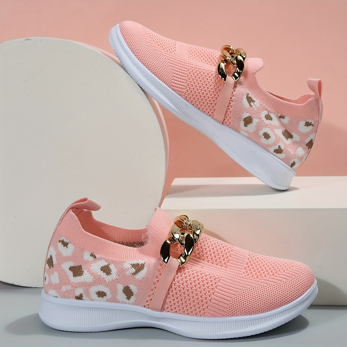 Women's Metallic Chain Decor Slip On Sneakers