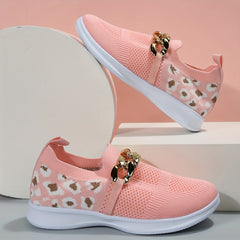 Women's Metallic Chain Decor Slip On Sneakers