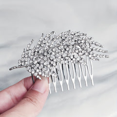 Rhinestone Leaf Hair Comb Bridal Wedding Headwear Hair Styling Accessory