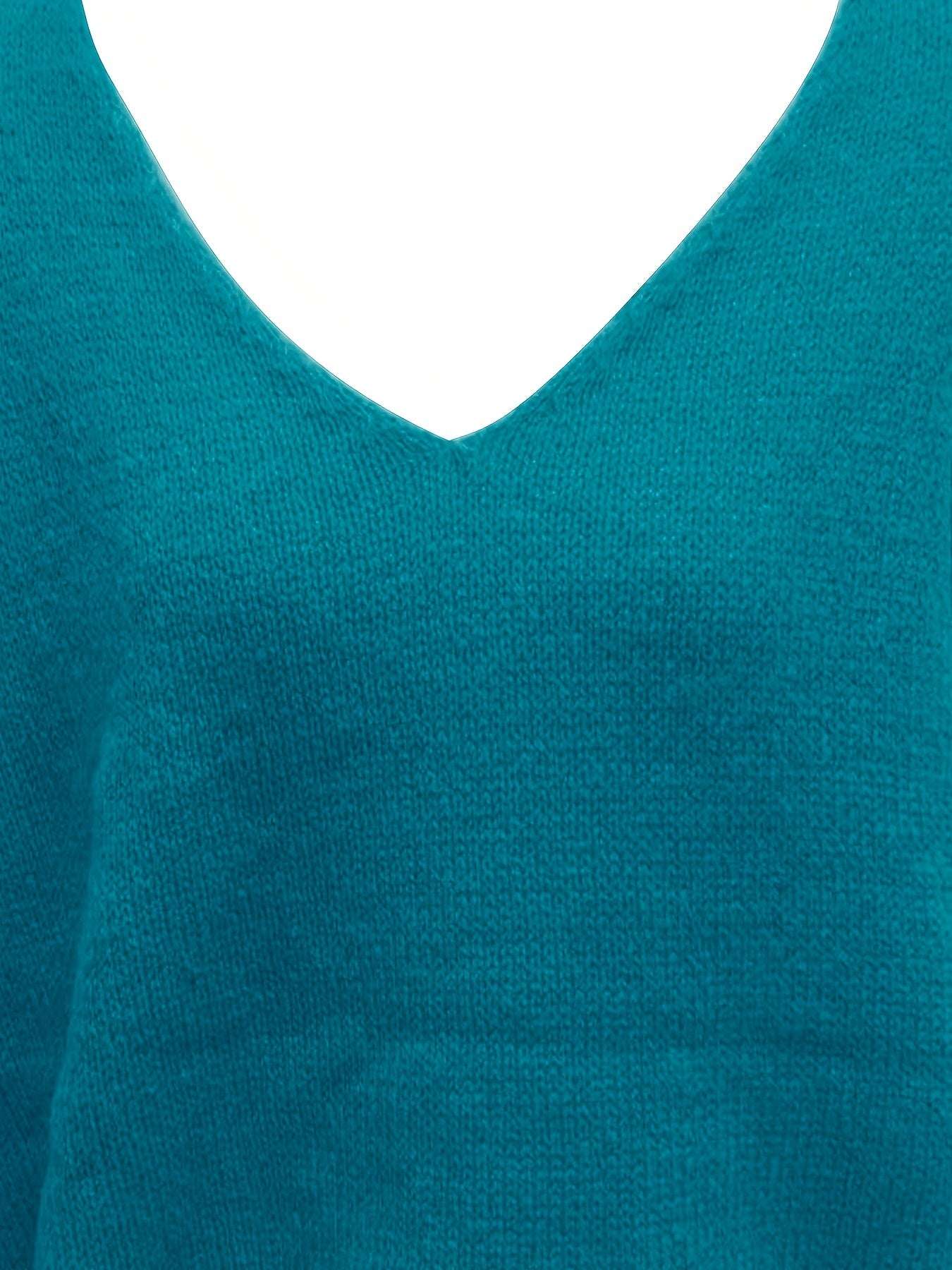 Casual Solid V Neck Sweater