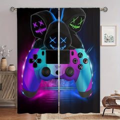 Gamepad Printed Window Curtains Rod Pocket Top Window Drapes