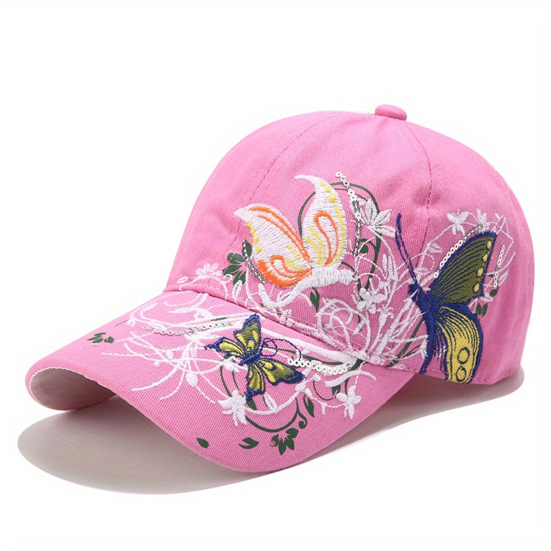 Sequin Butterfly Baseball Cap Outdoor Sunshade Peaked Cap