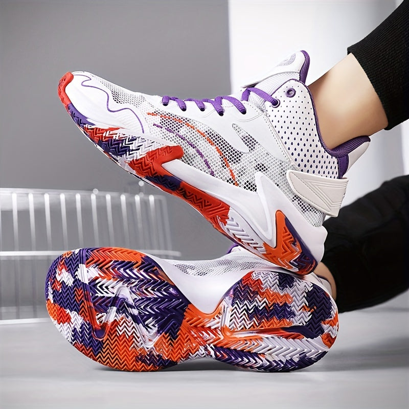 Men's Purple High Top Basketball Shoes Breathable Non-slip