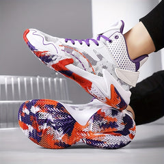 Men's Purple High Top Basketball Shoes Breathable Non-slip