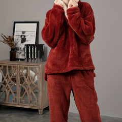 Cozy Fuzzy Lounge Set Top & Pants Women's Loungewear