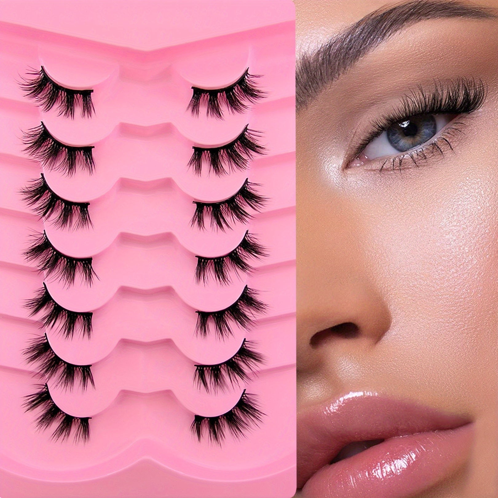 7 Pairs Fluffy Cluster False Eyelashes Natural Faux Mink