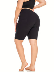 High Rise Skinny Biker Shorts With Pockets