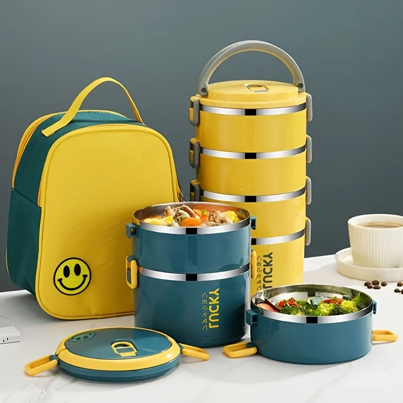 Large Capacity Stainless Steel Lunch Box Set with Bag