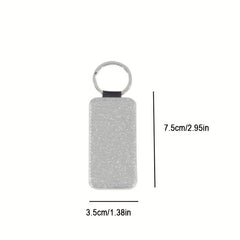 10pcs Sublimation Keychain PU Leather Heat Transfer Keyring Rectangle