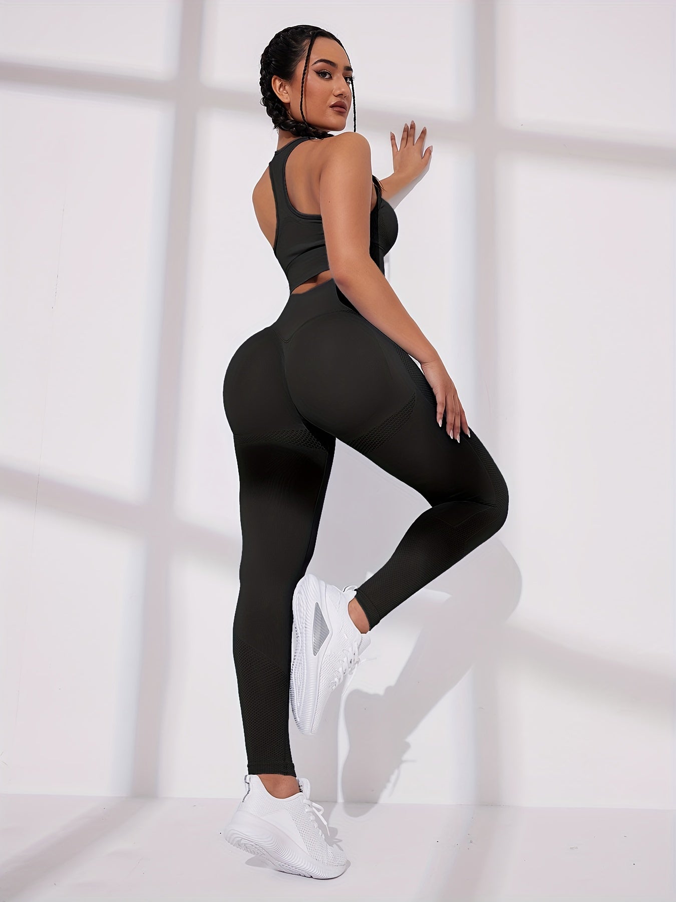 Seamless Yoga Set Racerback Sports Bra & High Waist Butt Lift Legg