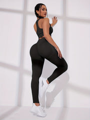 Seamless Yoga Set Racerback Sports Bra & High Waist Butt Lift Legg
