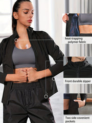 Women's Sauna Sweat Suit Waist Trainer Slimming Body Shaper Long Sleeve