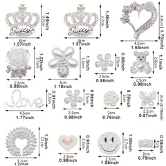 15pcs Metal Crystal Shoe Charms for Hole Shoes Sandals Decorations