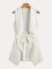 Solid Open Front Vest Casual Sleeveless Women's Clothing