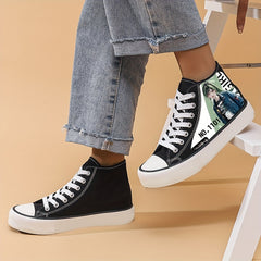 Anime Girl Pattern Lightweight High Top Canvas Sneakers