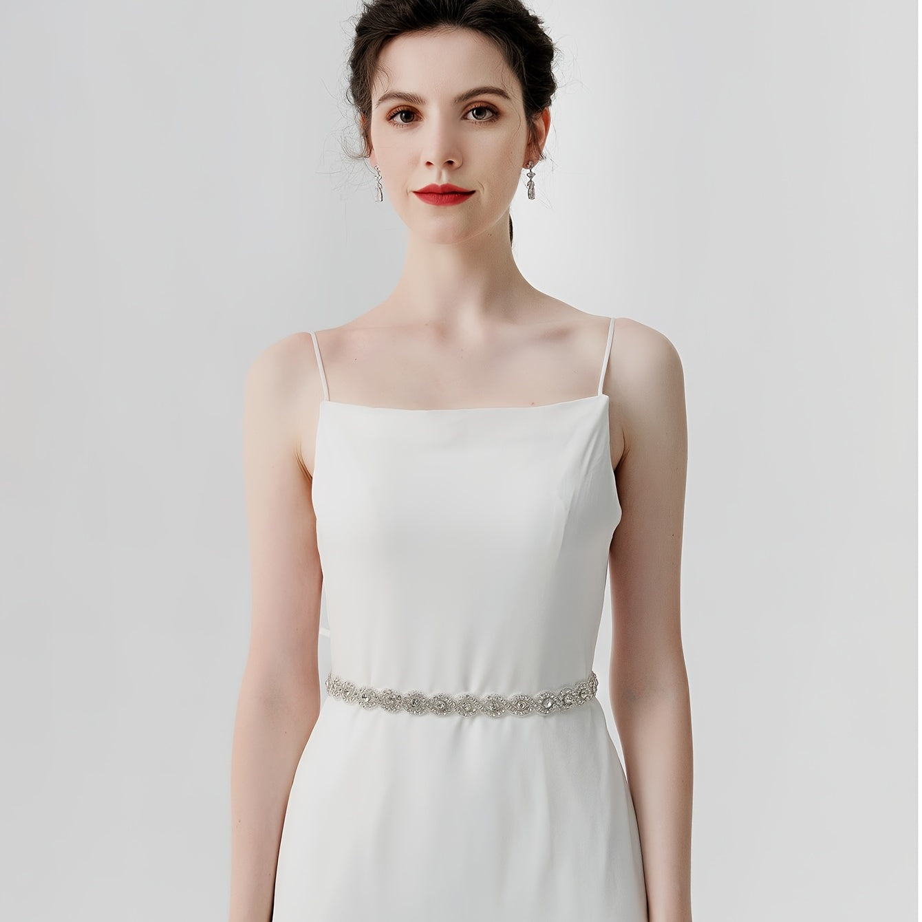 Hand-Stitched Rhinestone Girdle Bridal Belt for Wedding Dress