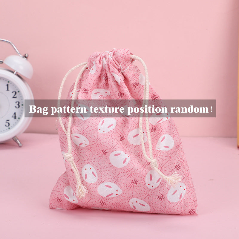 Rabbit Flower Leaf Drawstring Bag Storage Coin Pouch Key Bag