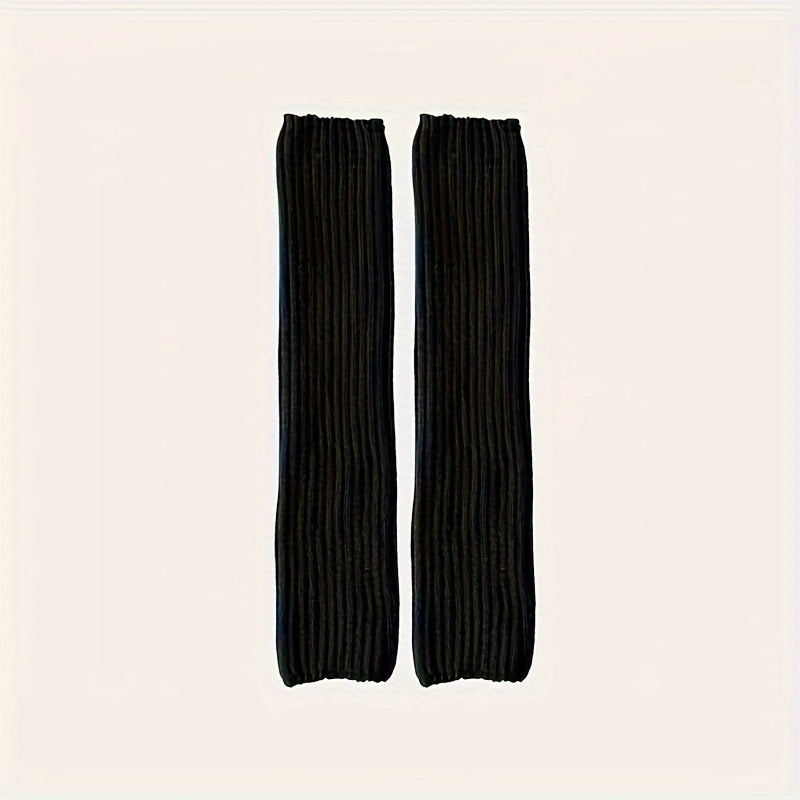Ribbed Leg Warmers Knitted Knee High Socks Women's Stockings