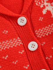 Christmas Lapel Button Knit Cardigan Little Girls Stylish Sweater Coat