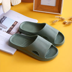Striped Print House Slippers Lightweight Open Toe Women's Home Slides