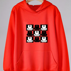 Girls Cartoon Rabbits Pattern Hooded Sweatshirt Long Sleeve