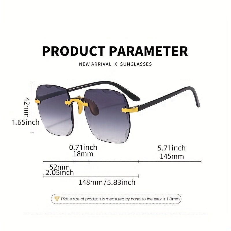 Gradient Rimless Sunglasses UV400 Rivet Decor