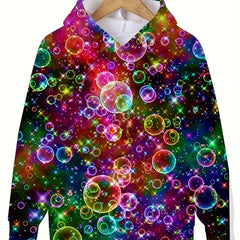 Colorful Bubbles Long Sleeve Hooded Sweatshirt for Kids