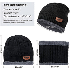 Winter Warm Velvet Knitted Beanies Scarves Neck Warmers Set