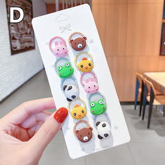 10pcs Cartoon Animals Hair Tie Set for Girls