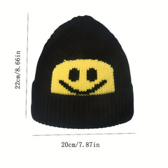 Wool Knitted Pullover Hat Smiling Face Men Women