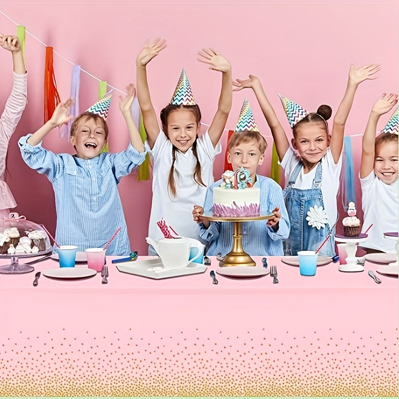 Pink & Gold Confetti Polka Dot Plastic Tablecloth for Parties