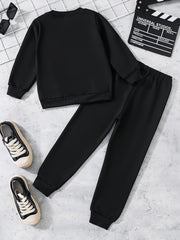 2pcs Boy Reflective Sports Sweatsuit Set