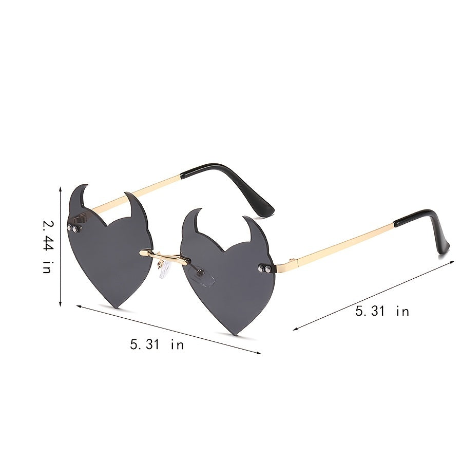 Metal Rimless Sunscreen Sunglasses for Ladies