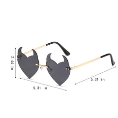 Metal Rimless Sunscreen Sunglasses for Ladies