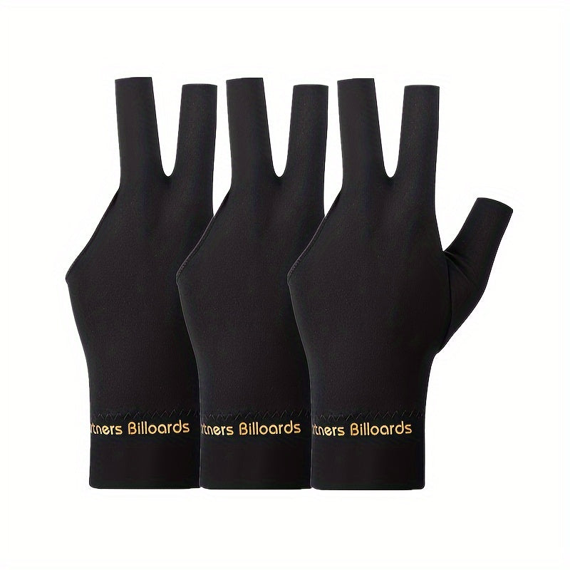 3pcs Left Hand Billiard Gloves Elastic Breathable Fabric Anti-slip Palm Pad