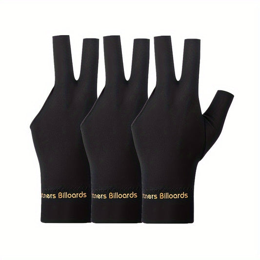 3pcs Left Hand Billiard Gloves Elastic Breathable Fabric Anti-slip Palm Pad