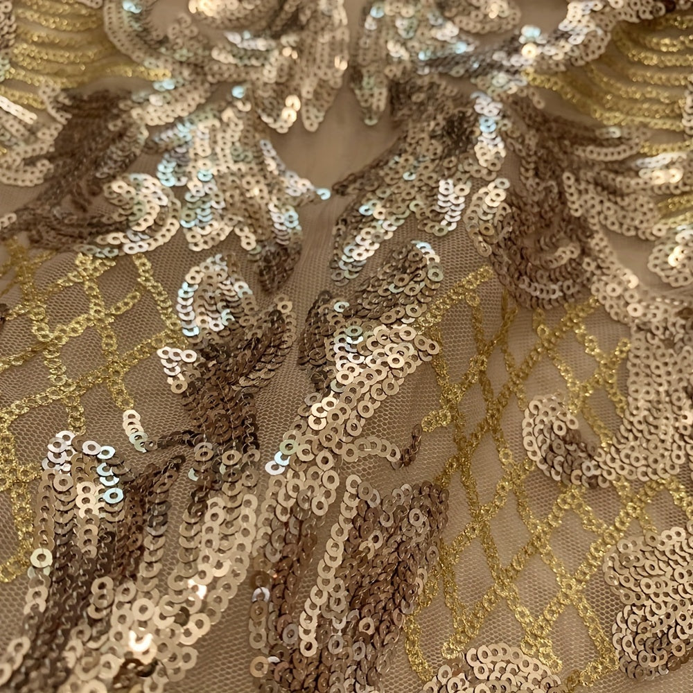 Mesh Sequins Lace Fabric for Wedding Party Sewing Decoration